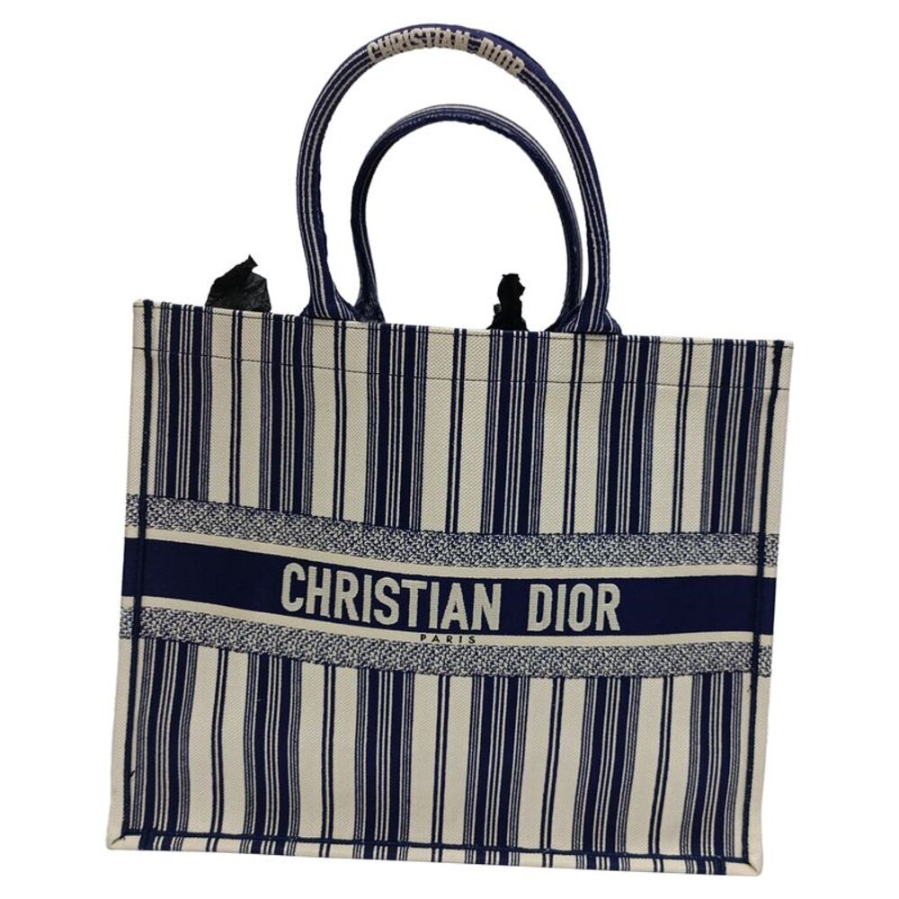 Dior Large Dior Book Tote in Navy Blue Cotton